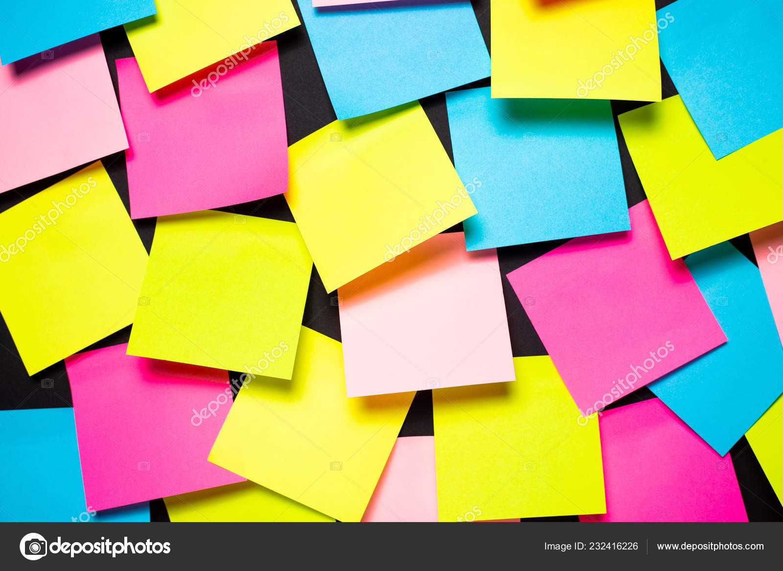 Many Colorful Sticky Notes Black Background Stock Photo by ©nickolastock  232416226